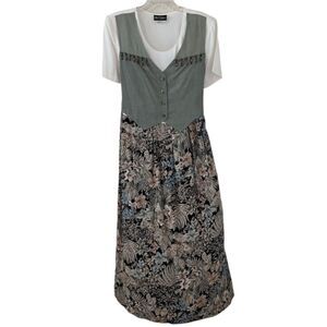 Vintage Ms Choice California floral print beaded tassel sewn in vest dress‎